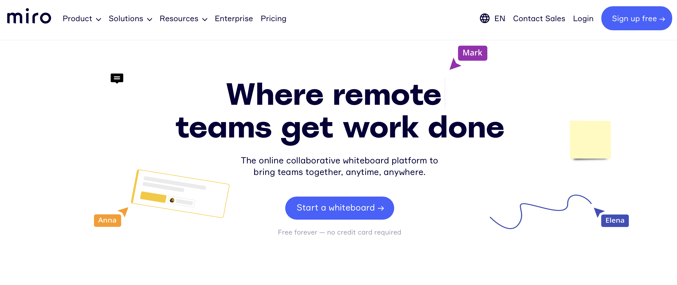 Miro A screenshot of the Miro product management tool.