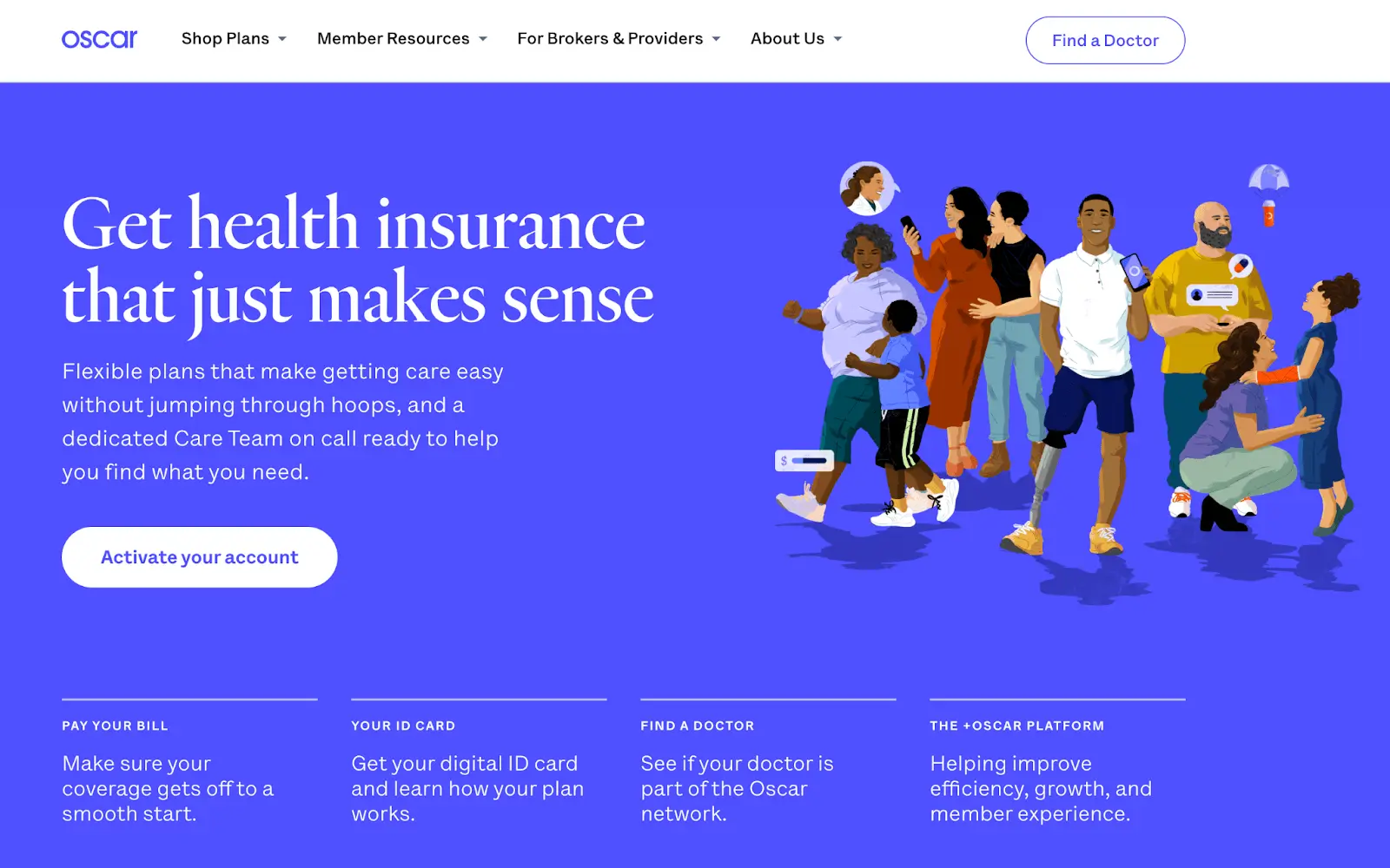 oscar Screenshot of the Oscar homepage, an example of flat design.