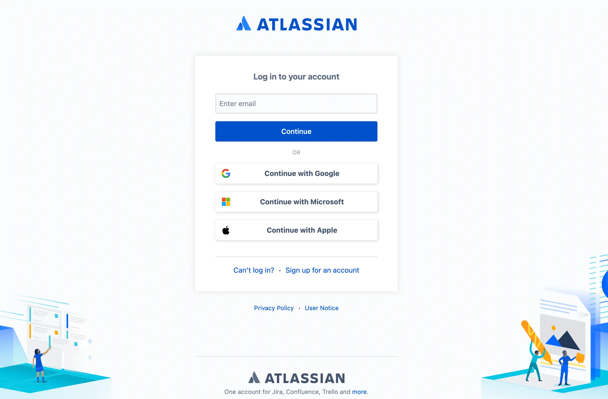 Atlassian login page Screenshot of Atlassian login page.