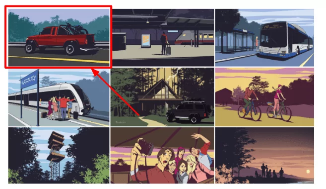 Storyboard example of fully realised rectangular panels.