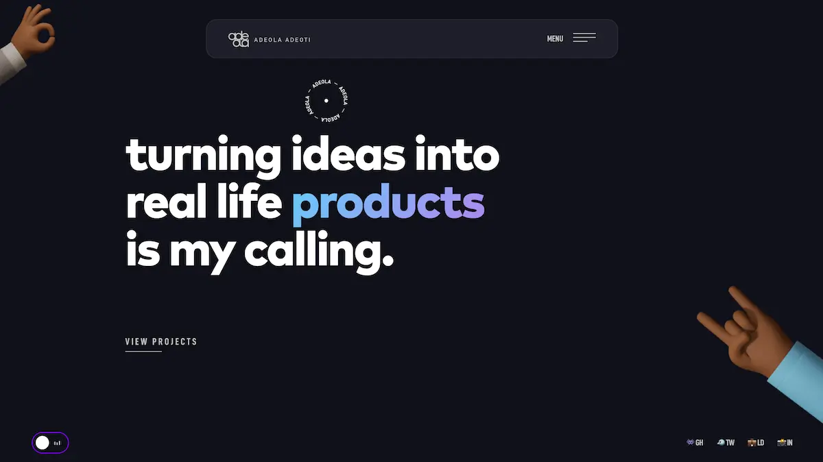 adeola adeoti website Screenshot of Adeloa Adeoti's portfolio website.