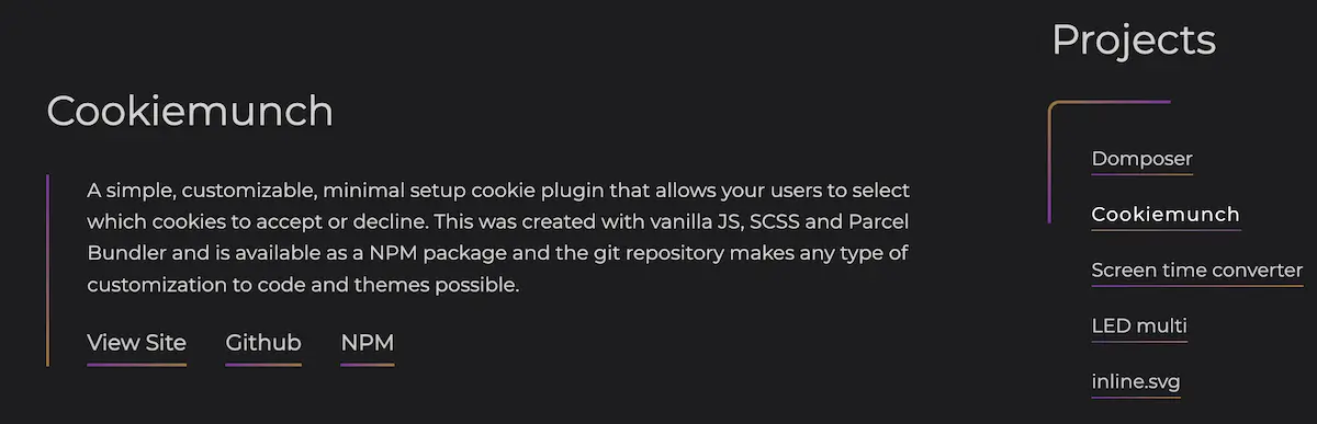 ian dunkerly site Screenshot of Ian Dunkerly's portfolio project website.