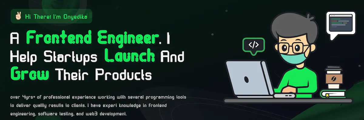 onyedika edewor portfolio website Screenshot of Onyedika Edewor's software engineer portfolio website.