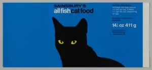 Sainsburys cat food poster advertisement for Sainsbury's cat food uses the principle of design, emphasis