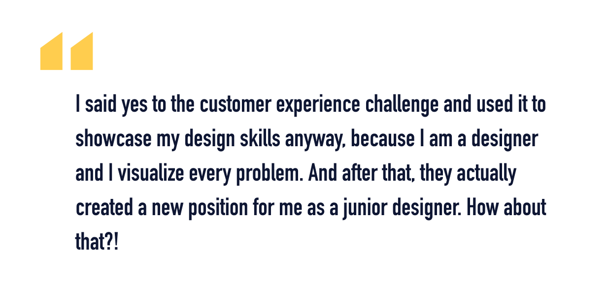 SaymaQuote2 min A quote from Sayma about her career change journey from architect to UX designer