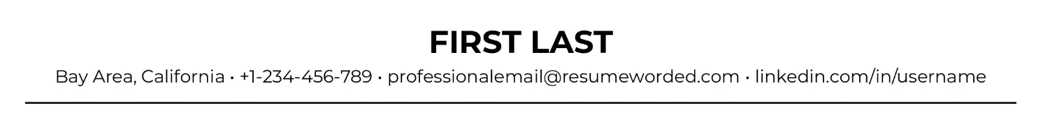 Example layout of the contact information section of a software engineer resume.