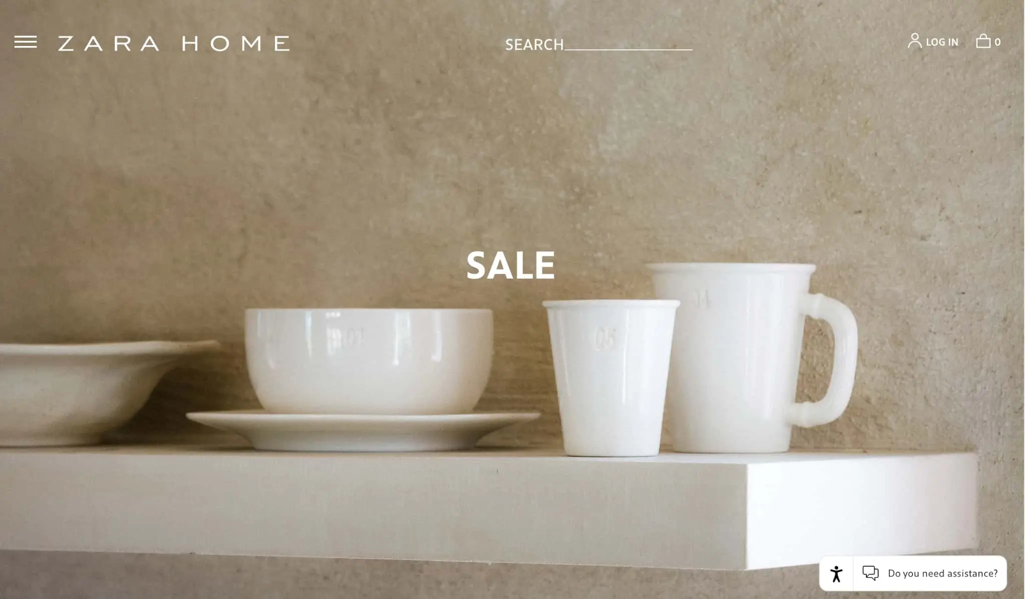 screenshot of the zara homepage, which applies keep it simple, stupid (KISS principle)