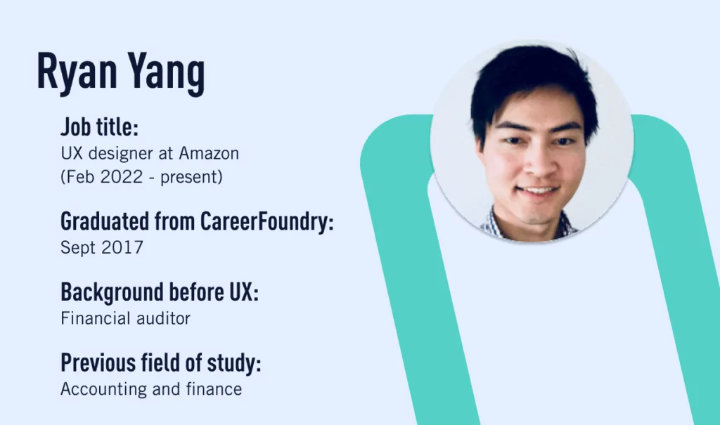 Ryan Yang, a CareerFoundry graduate who made a career change from accounting to UX design