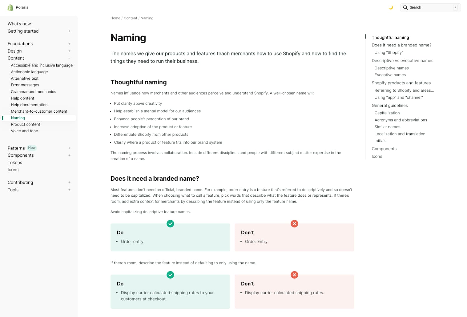 The shopify website shows how it uses formatting to improve scannability