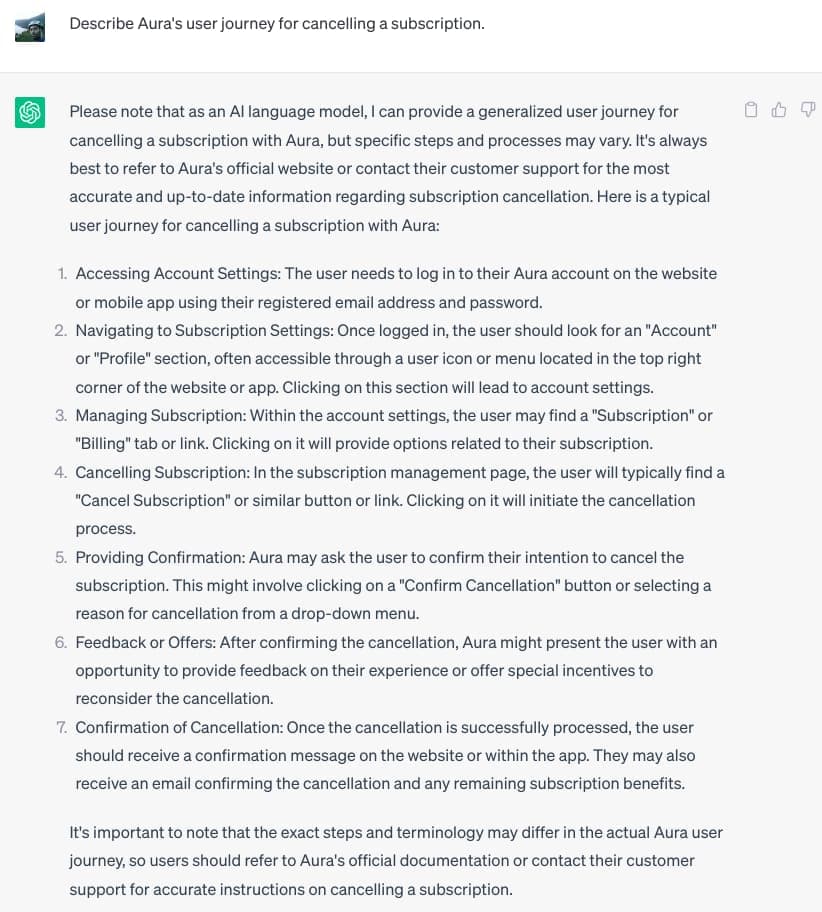 1 screenshot of an attempt to use AI in UX design