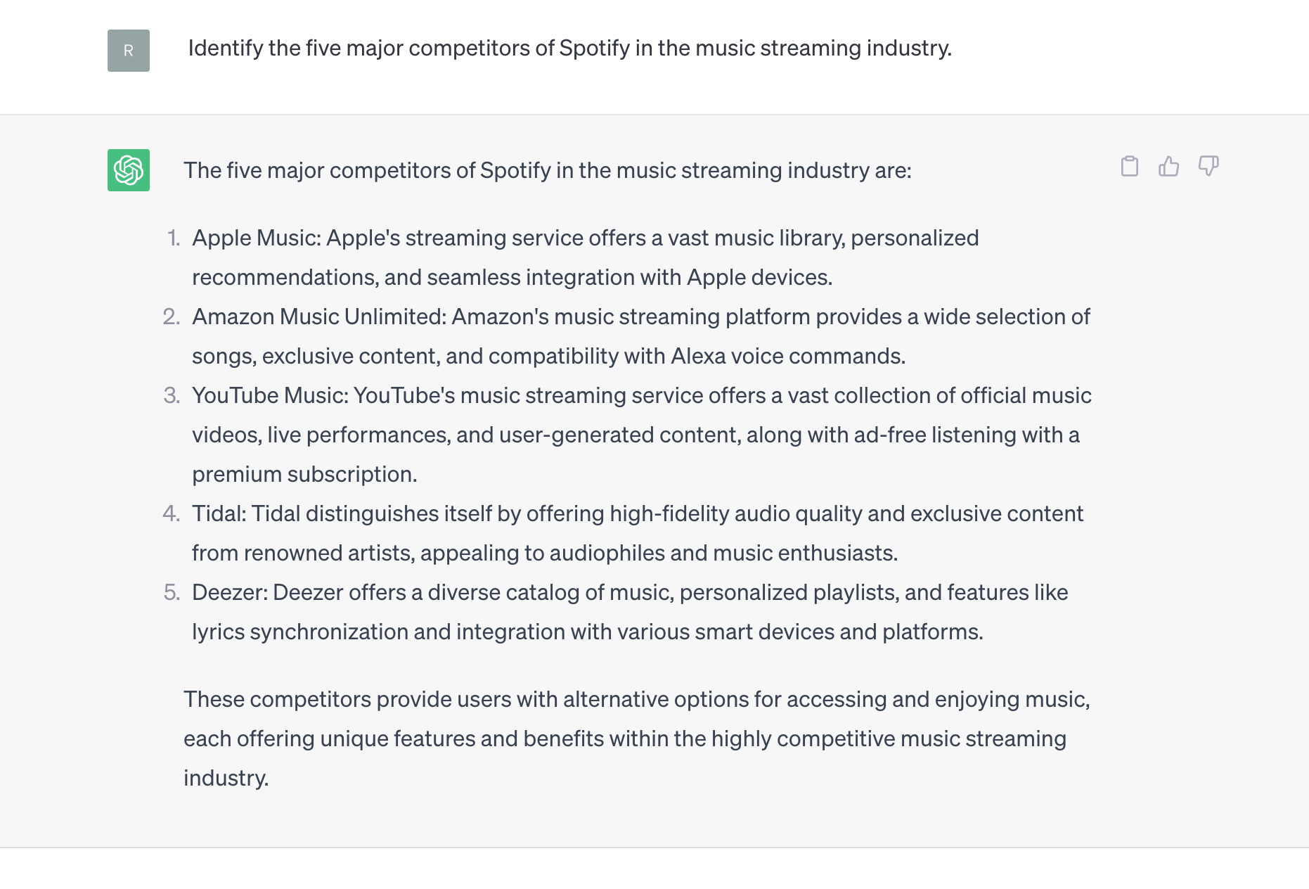 An example prompt of ChatGPT for UX design