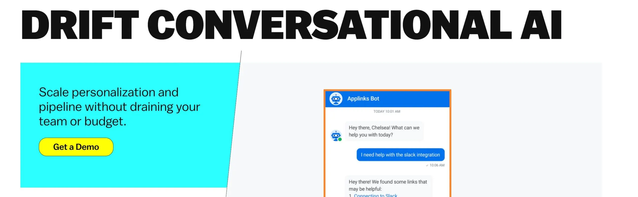 drift scaled A screenshot of the drift website, one of the best ai tools for digital marketing