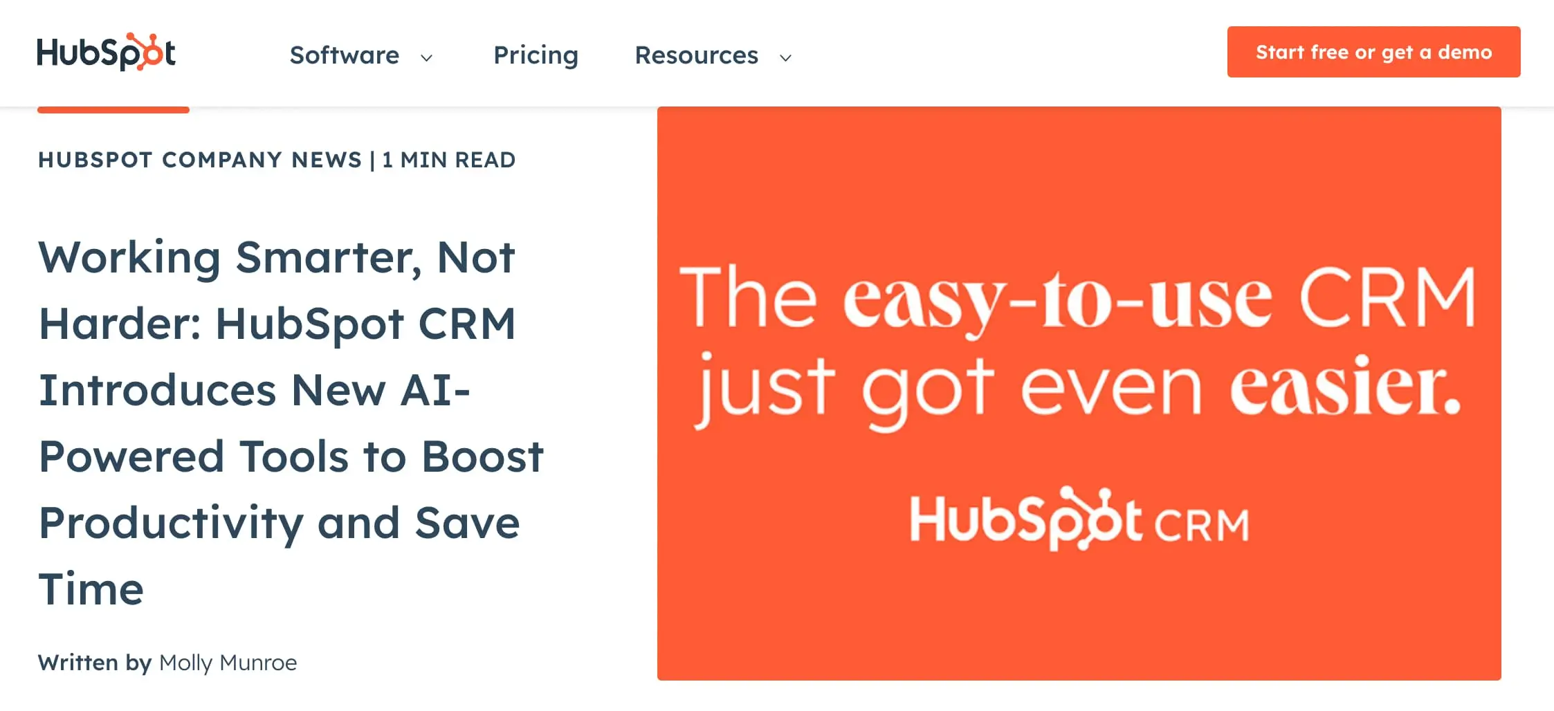 hubspot A screenshot of the Hubspot website, one of the best ai tools for digital marketing