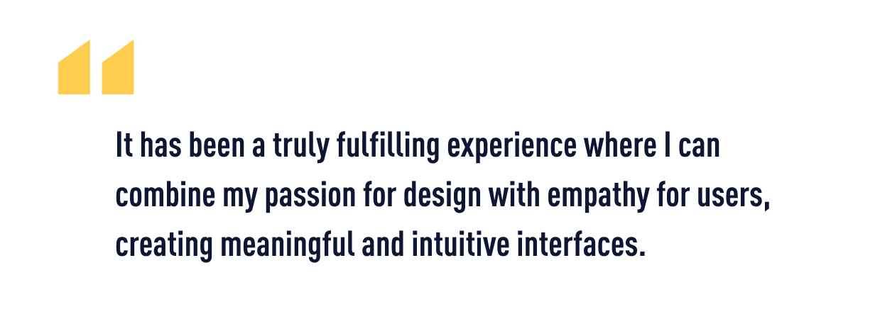 A quote from Anjali about her career change from HR to UX design