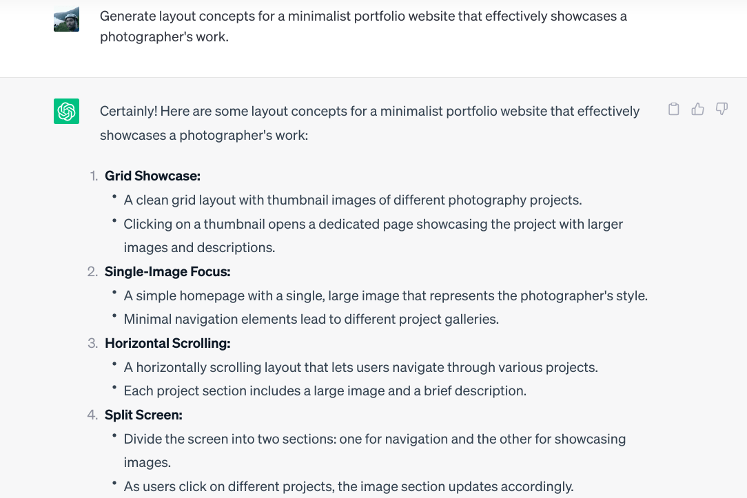 A screenshot of a prompt showing how to use chatgpt for ui design