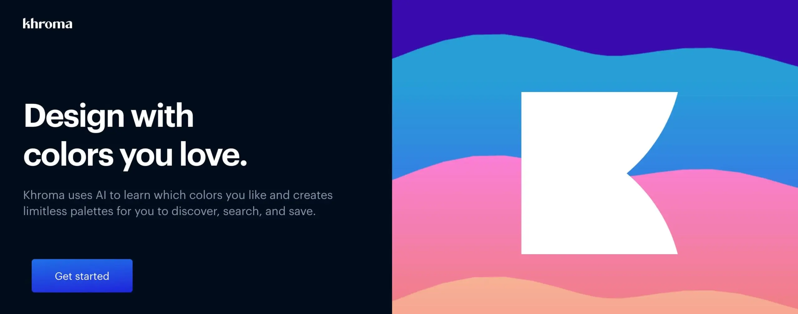 A screenshot of Khroma, one of the best AI tools for ux design