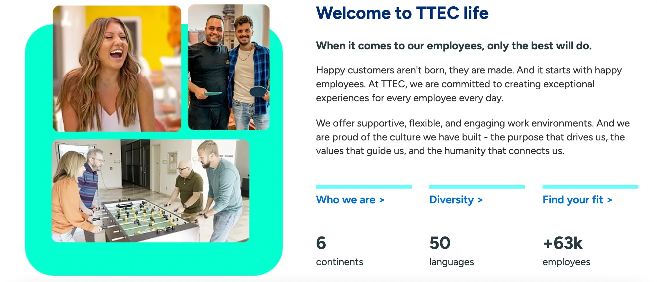 ttec A screenshot of TTEC’s website, one of the best remote companies to work for