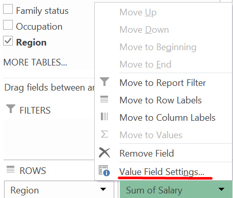 A screen grab from MS Excel showing the layout options menu for a pivot table A screen grab from MS Excel showing the layout options menu for a pivot table