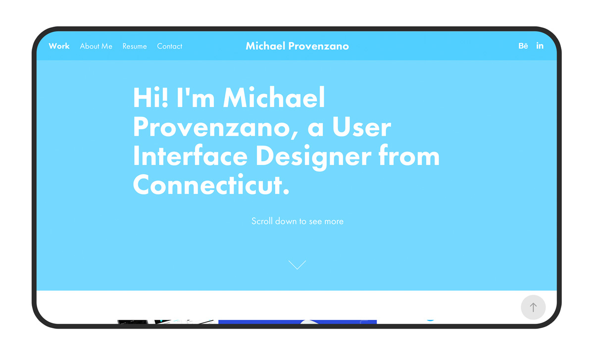 Student's portfolio on Adobe Portfolio
