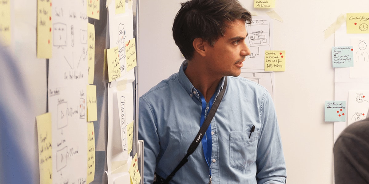 UX designer giving a presentation UX designer giving a presentation