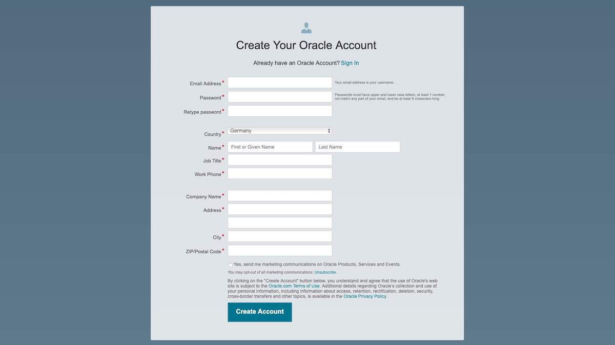 An example of bad UX writing on a form from Oracle