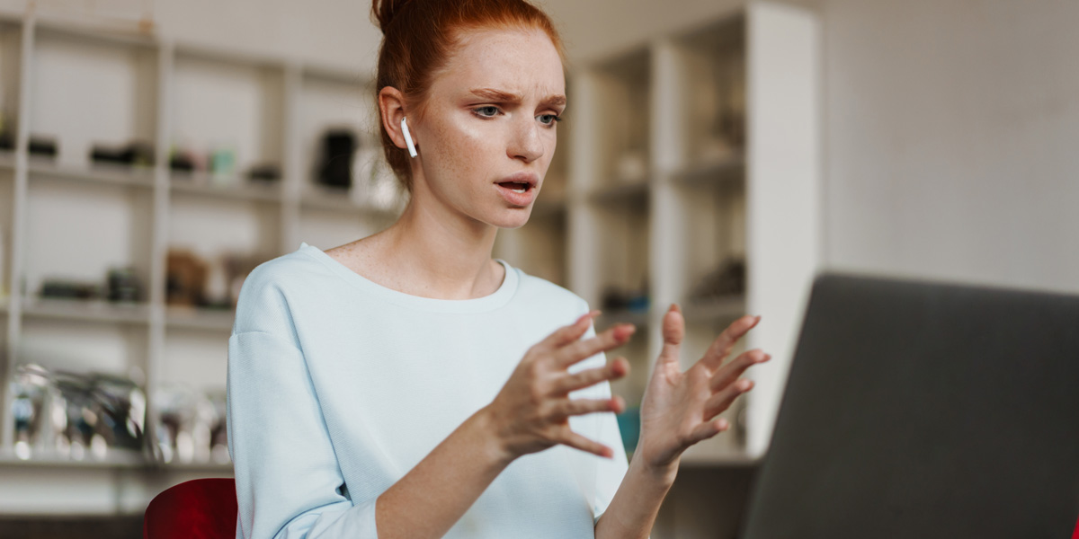 UX designer on a video call from home