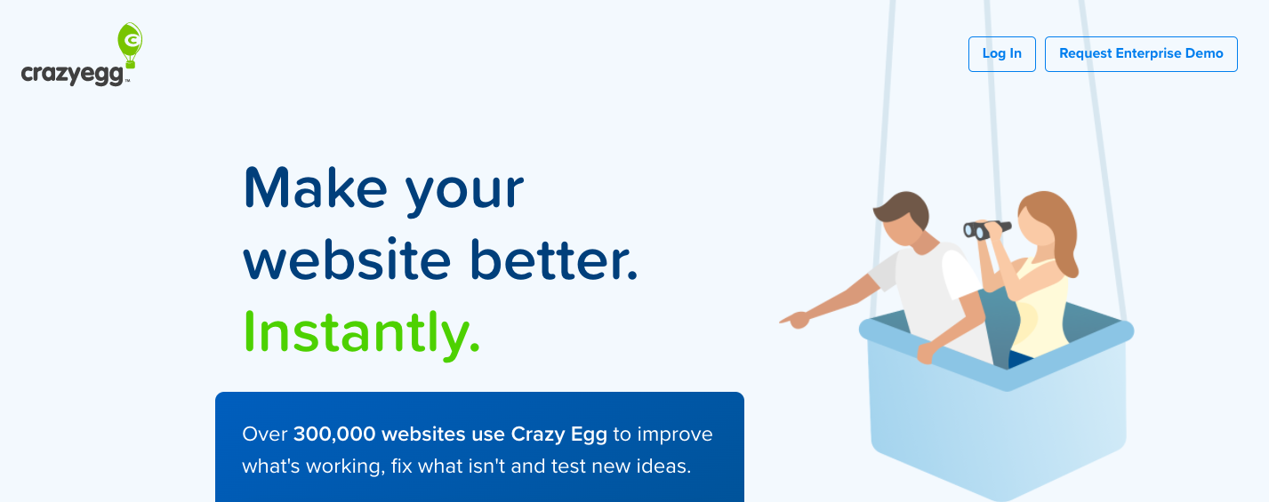 Crazy Egg Homepage Screenshot of the Crazy Egg homepage on April 21, 2020