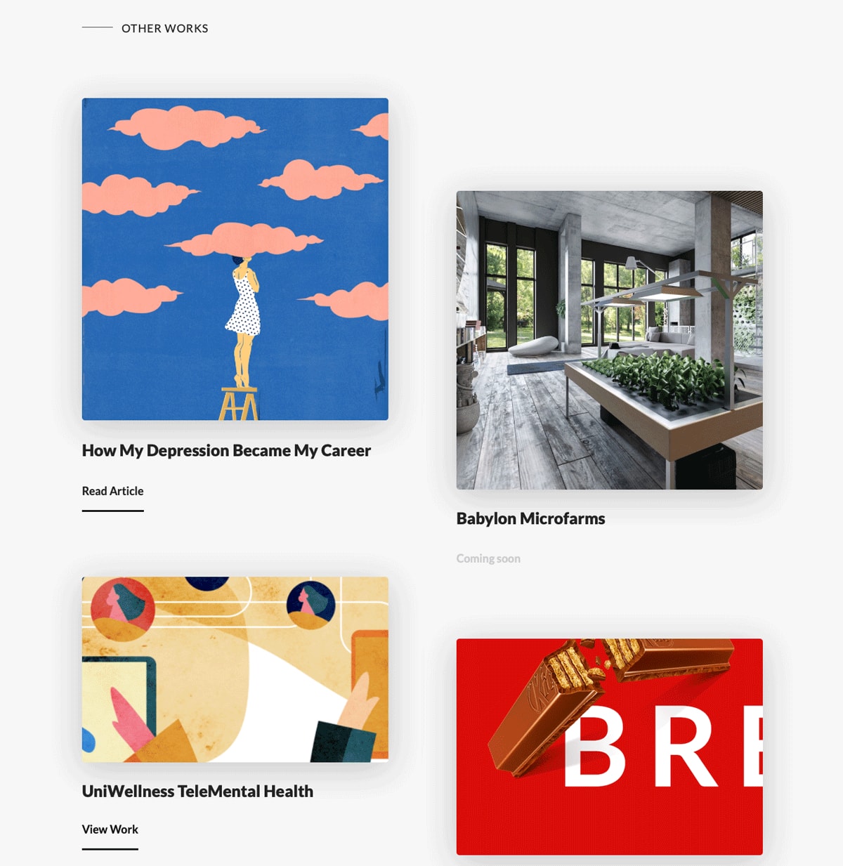 Daniel Autry's UX design portfolio An overview of the "other works" section in Daniel Autry's UX design portfolio