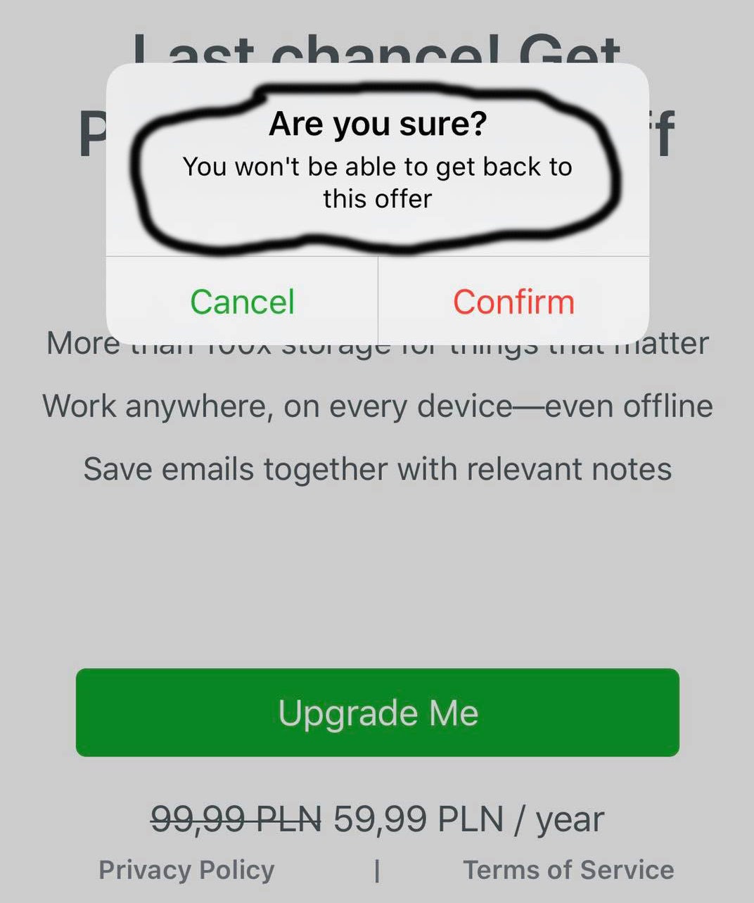 Worst practice: Make an offer that will disappear forever if users don't accept now