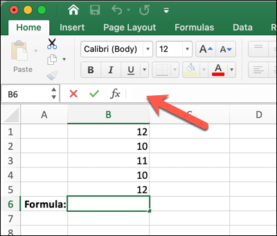 A Microsoft Excel worksheet with an arrow pointing to the formula bar A Microsoft Excel worksheet with an arrow pointing to the formula bar