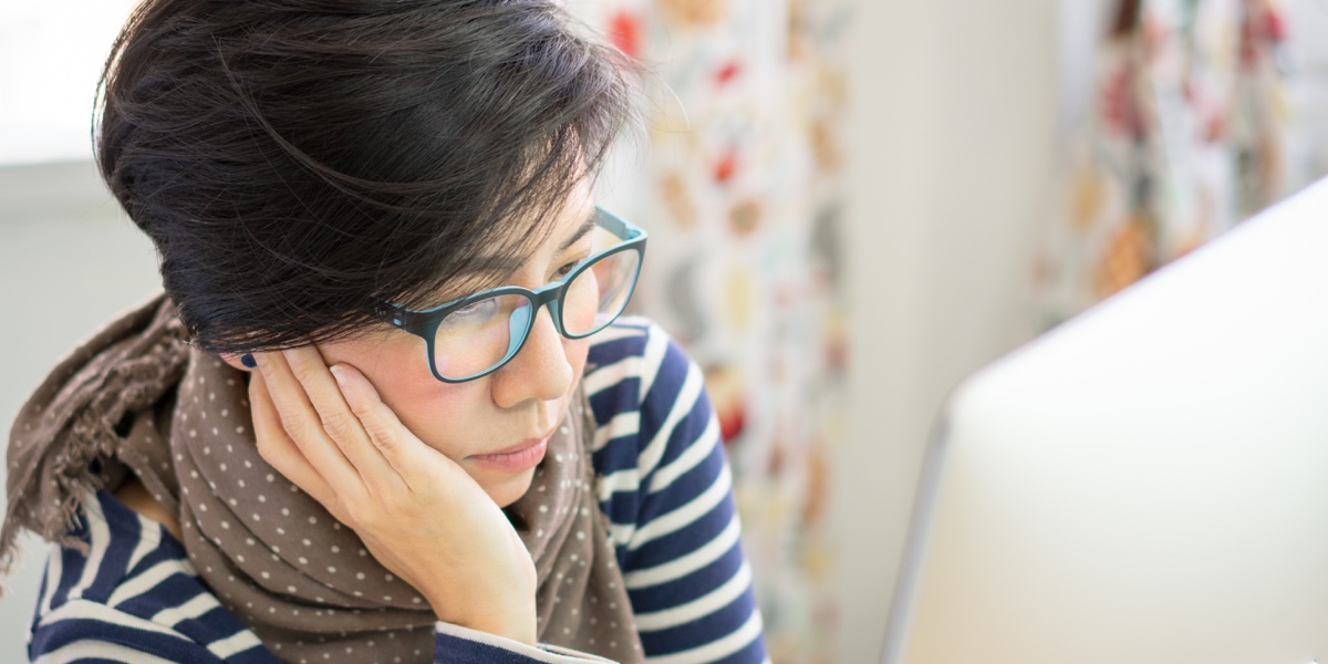 Usability test participant looking at a computer screen