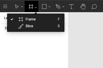 Figma Shortcut Screenshot from Figma showing the frame tool menu with listed keyboard shortcut