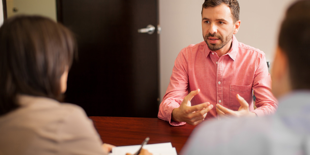 A junior web developer attends his first interview