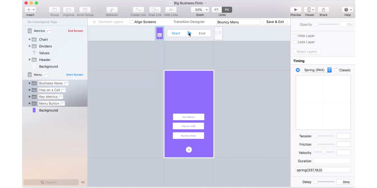 Screengrab within Flinto