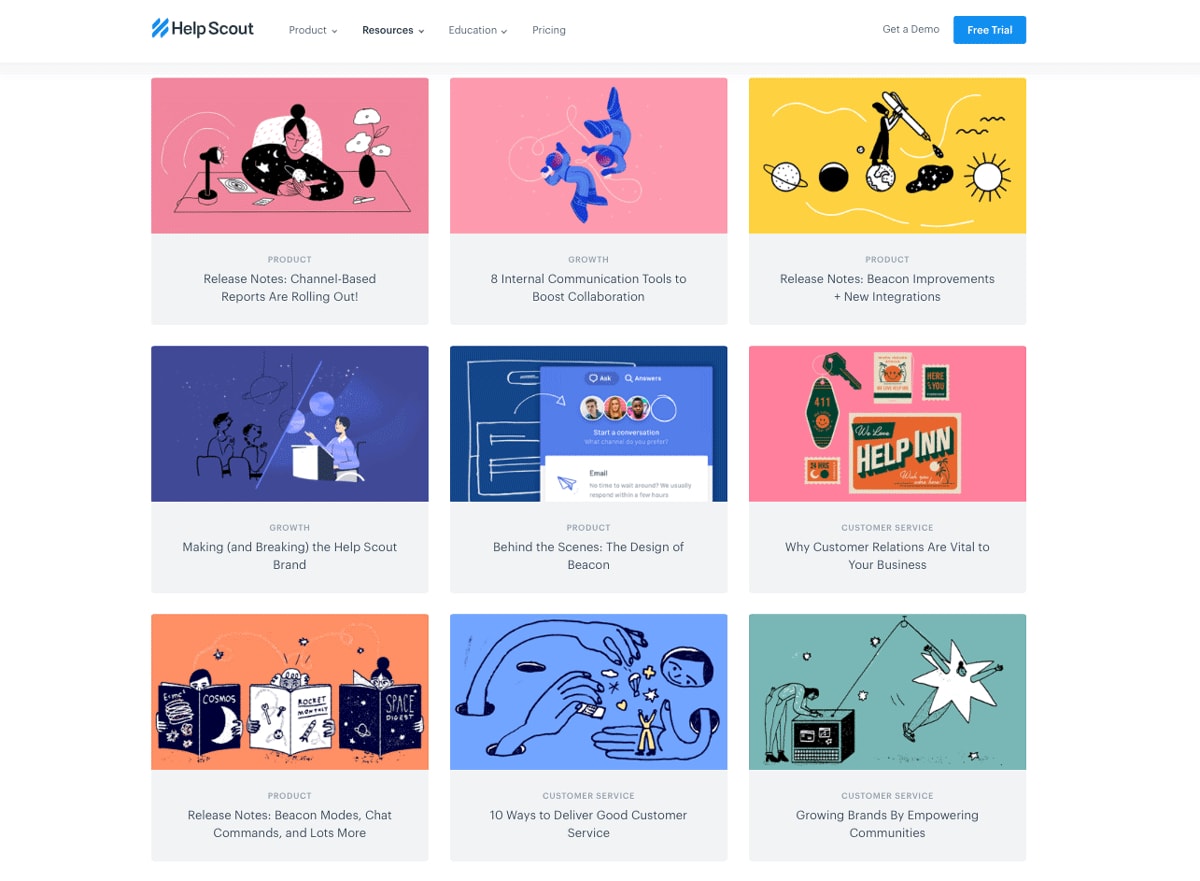 Help Scout blog user interface