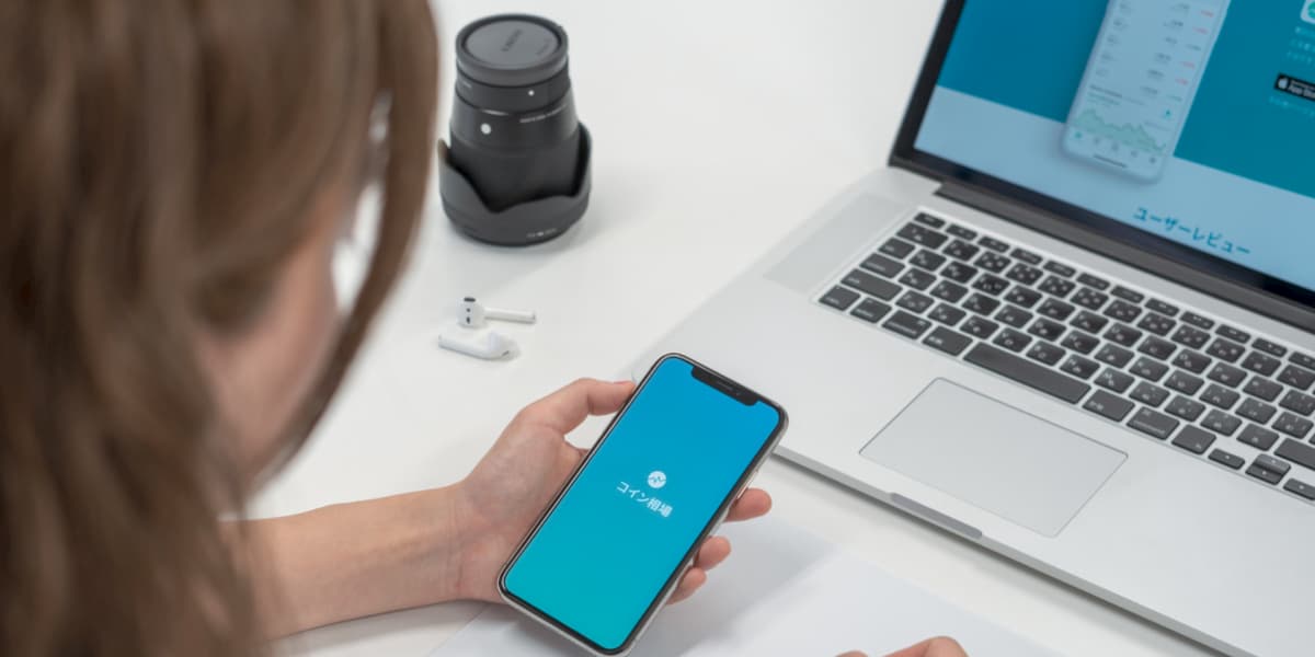 UI designer looking at an app on an iPhone