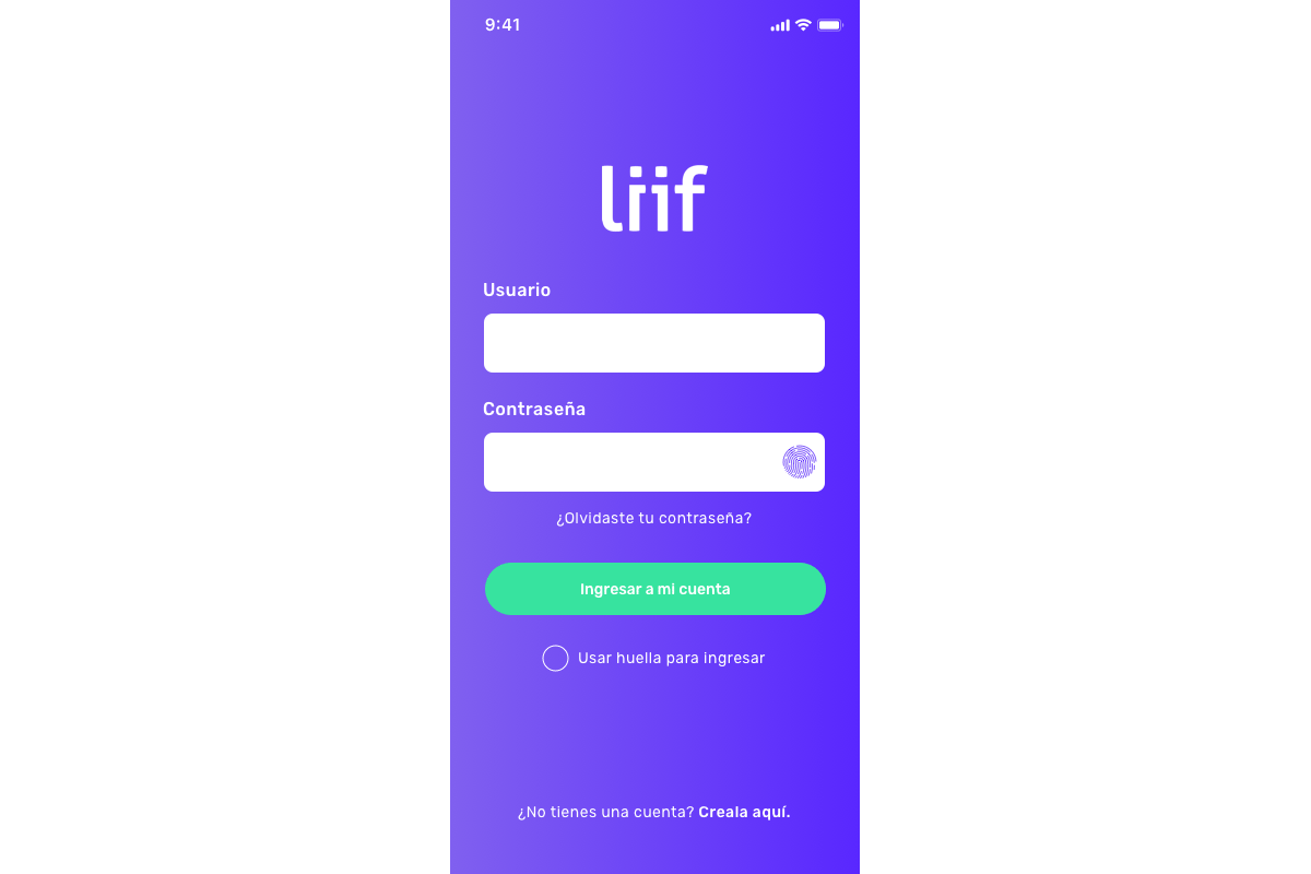 A screen grab of the liif login screen, showing appropriate spacing between UI elements A screen grab of the liif login screen, showing appropriate spacing between UI elements