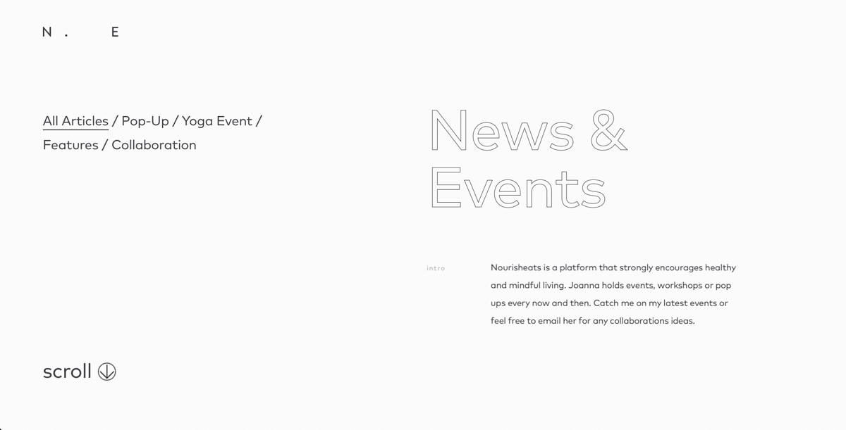 Nourisheats blog clean user interface design