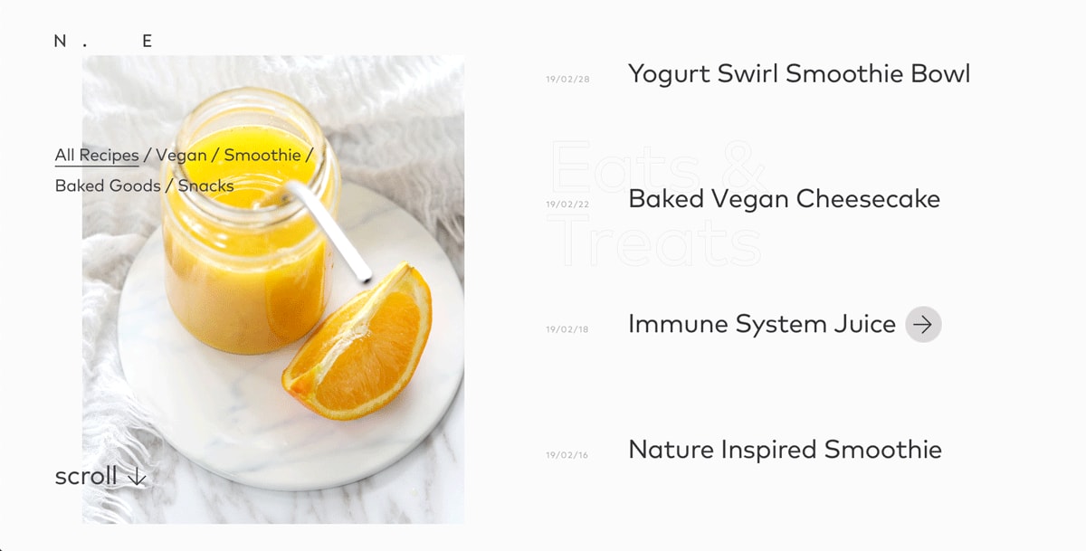 Nourisheats blog user interface design
