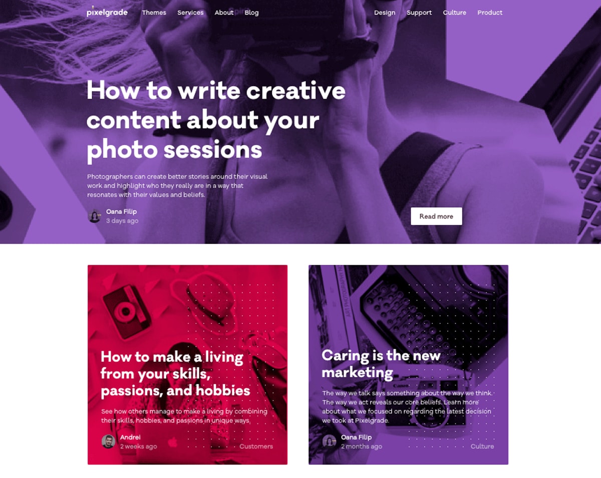 Pixelgrade user interface design