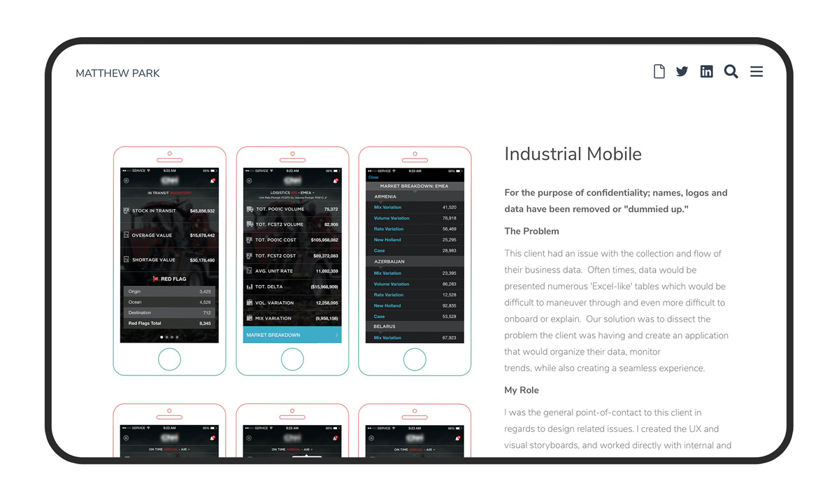UX portfolio on Pixpa