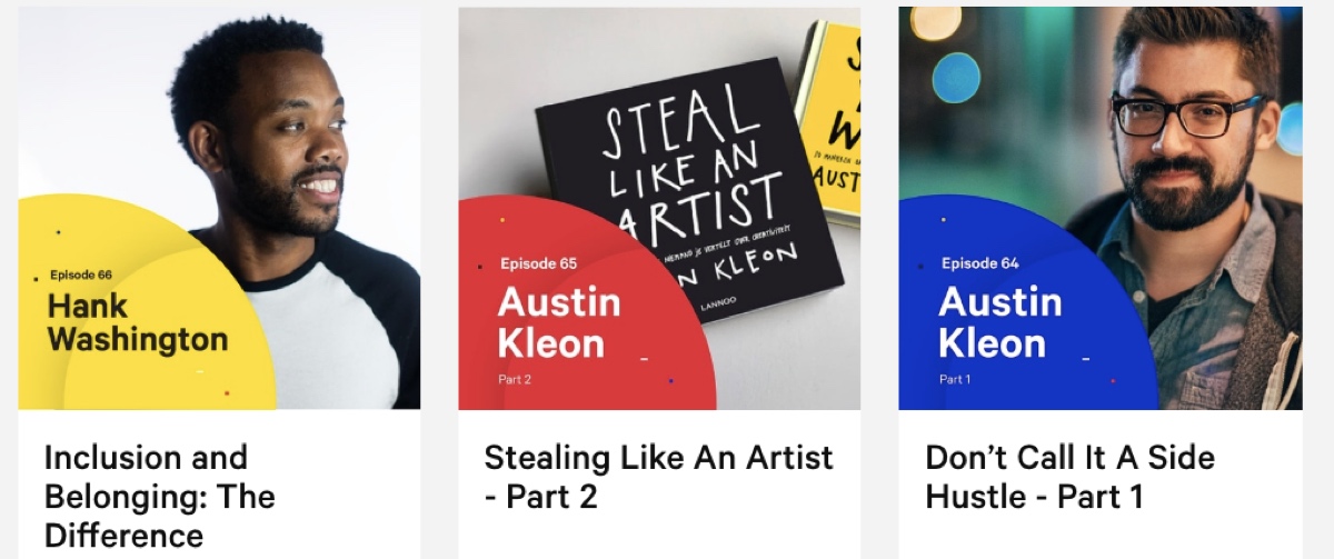 Three image cards for three episodes of The Future. Credit: The Futur