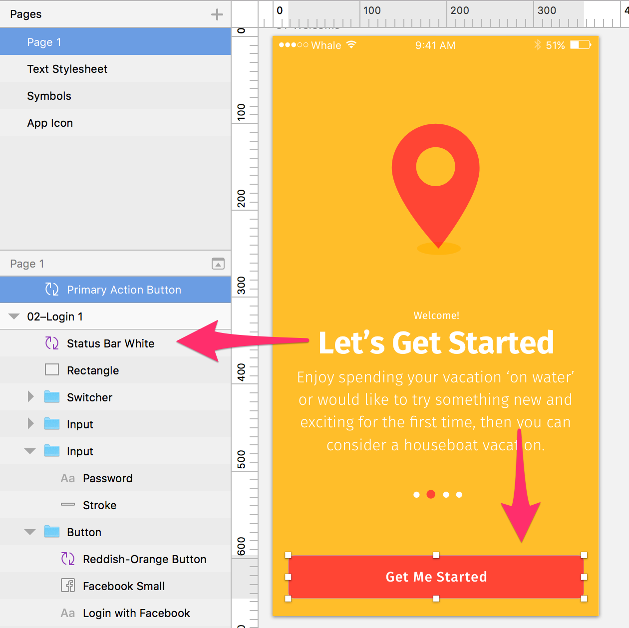 sketch 1 x 1260 1258x Diagram showing how to use Symbols in Sketch.