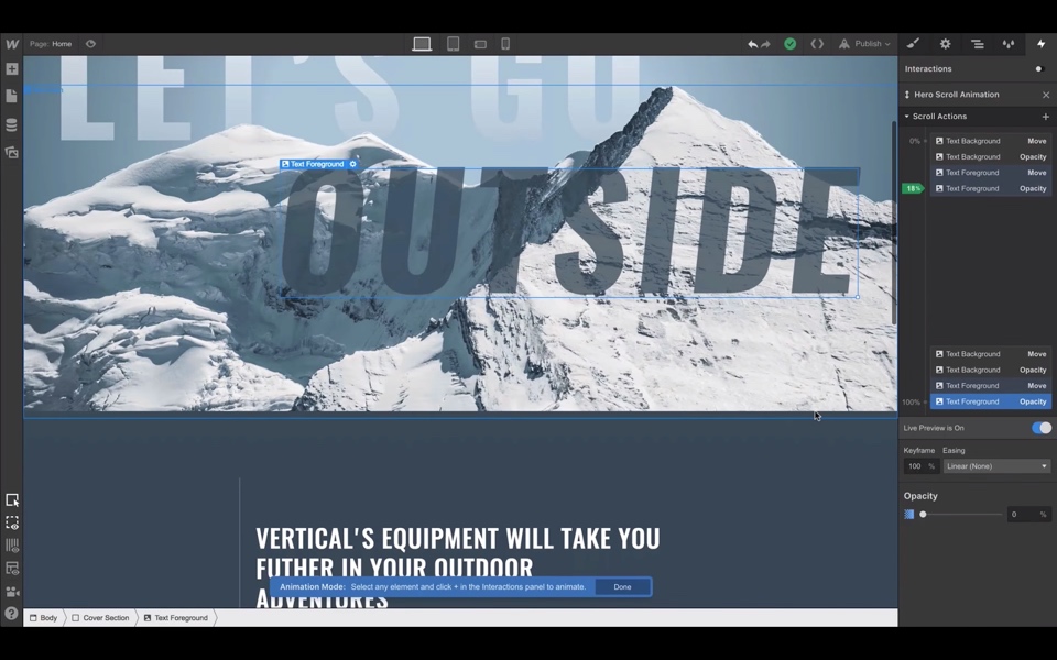 Screengrab within Webflow